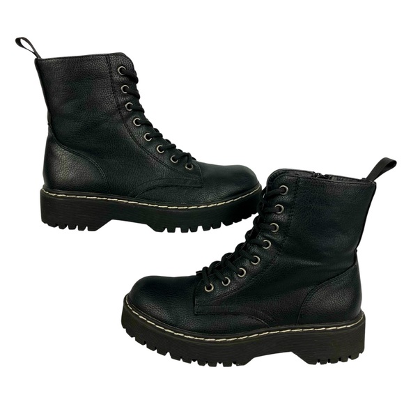 EUC Sincerely Jules Black Harley Boots Women’s 6.5 Front Lace Up Side Zips - Picture 2 of 8